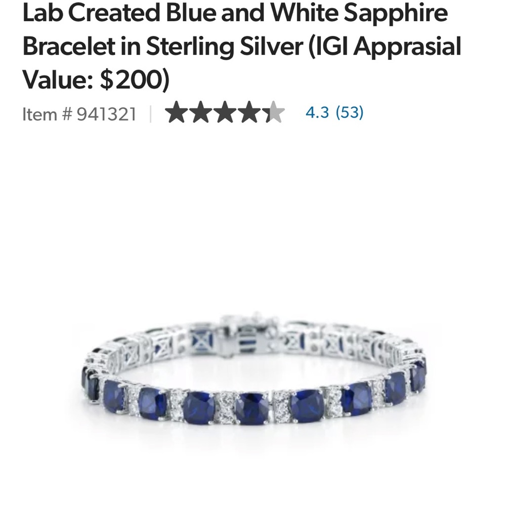 STERLING SILVER BLUE AND WHITE SAPPHIRE BRACELET